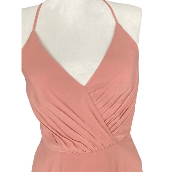 DAVID'S Bridesmade Formal Gown Size 2 Pink Chiffon 100% polyester A Line V Neck - Picture 7 of 9